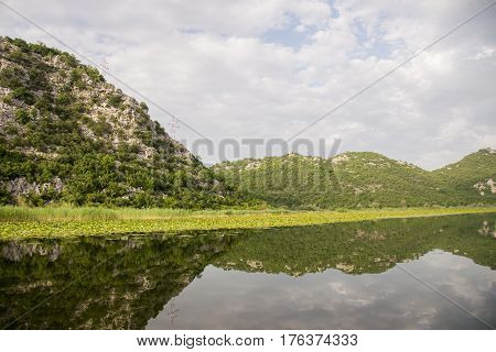Lake Shkod also called Scutari, Skadar and Shkodra lies on the border of Albania and Montenegro, the largest lake in the Southern Europe