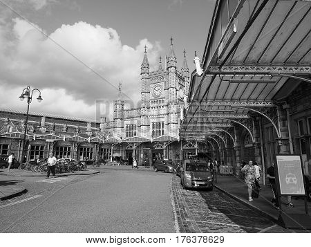 Temple Meads Station In Bristol In Black And White