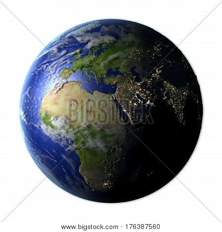 Emea Region On Earth Isolated On White