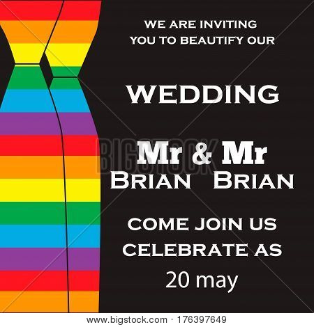 Gay Wedding illustration for invitation cards lgbt community
