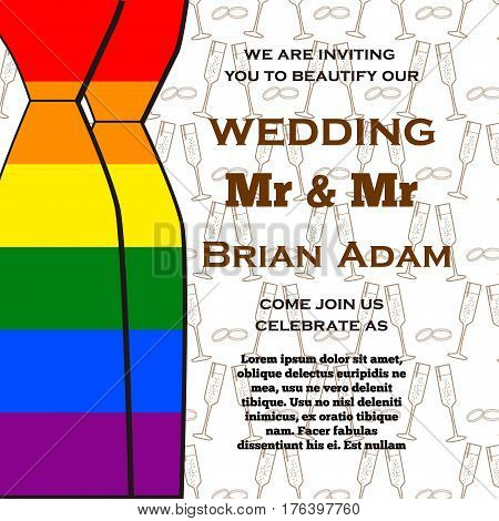 Gay Wedding illustration for invitation cards lgbt community