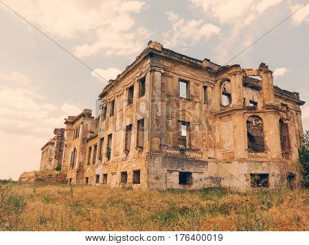 Ruins Of An Ancient House In Odessa, Ukraine. Historic Building Destroyed By Vandals Of The Proletar