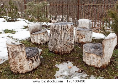 Self-made Wooden Furniture On The Street