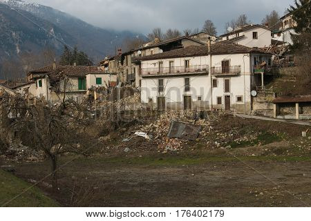 Accumoli village in Lazio destroyed by earthquake