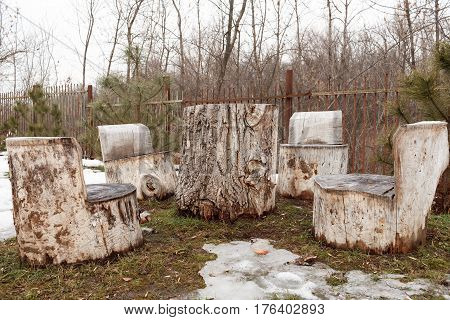 Self-made Wooden Furniture On The Street