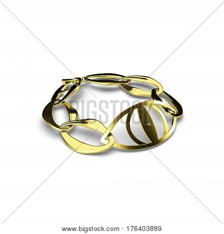 golden bracelet with eyes ymbol 3d illustration render isolated on white background.