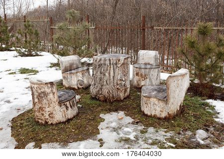 Self-made Wooden Furniture On The Street