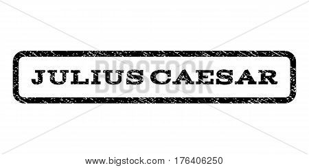 Julius Caesar watermark stamp. Text caption inside rounded rectangle frame with grunge design style. Rubber seal stamp with dirty texture. Vector black ink imprint on a white background.