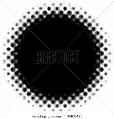 Circle Halftone Element. Monochrome Dotted Circular Pattern.