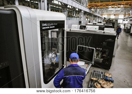 St. Petersburg Russia - February 13 2010: The Armalit factory produces ship armature for shipbuilding companies.