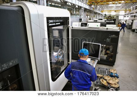 St. Petersburg Russia - February 13 2010: The Armalit factory produces ship armature for shipbuilding companies.