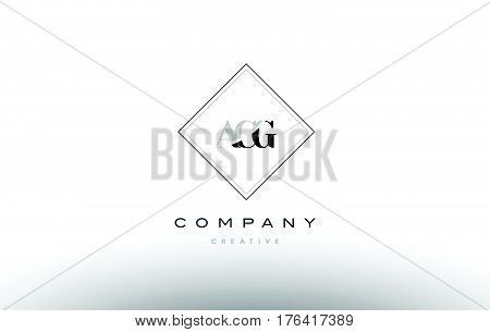 Acg A C G Retro Vintage Rhombus Simple Black White Alphabet Letter Logo