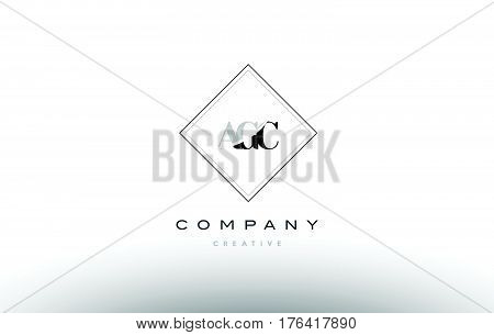Agc A G C Retro Vintage Rhombus Simple Black White Alphabet Letter Logo
