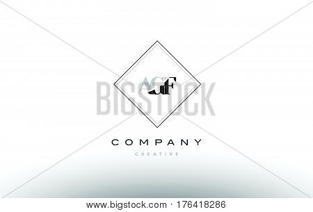 Agf A G F Retro Vintage Rhombus Simple Black White Alphabet Letter Logo