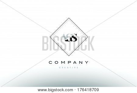 Ags A G S Retro Vintage Rhombus Simple Black White Alphabet Letter Logo