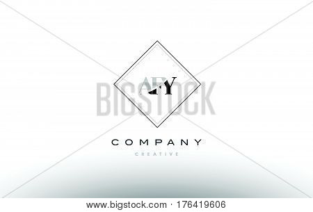 Afy A F Y Retro Vintage Rhombus Simple Black White Alphabet Letter Logo