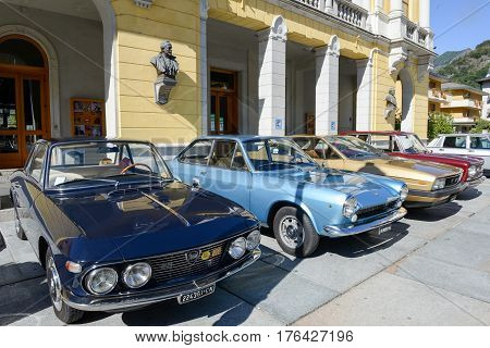 Exhibition Of Vintage Cars At Varallo Sesia Village, Piedmont, Italy