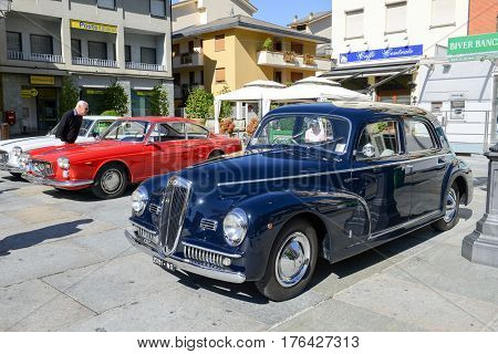Exhibition Of Vintage Cars At Varallo Sesia Village, Piedmont, Italy
