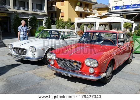 Exhibition Of Vintage Cars At Varallo Sesia Village, Piedmont, Italy