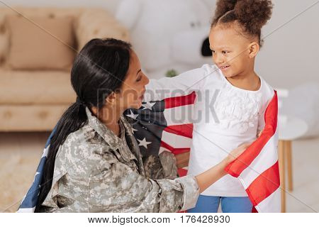 So kind of you. Passionate caring strong mother feeling delighted receiving such a nice welcome from her daughter after spending some weeks away