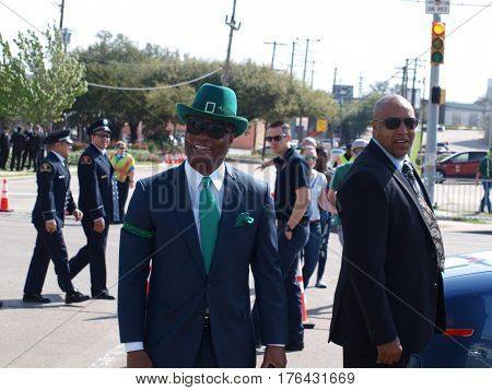 Dallas,USA,15 March 2017. Former Police Chief David Brown, served as Grand Marshal at the annual St. Patricks Parade in Dallas, March 11,2017