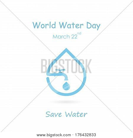 Water drop and water tap icon vector logo design template.World Water Day icon.World Water Day idea campaign concept for greeting card and poster.Vector illustration