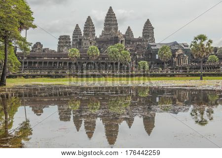 Angkor Vat in Cambodia. Great famous ruins.