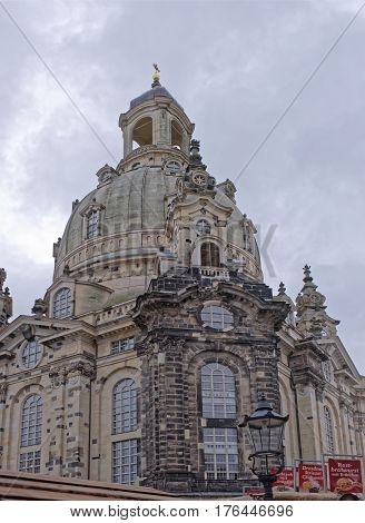 DresdenGermany-January 42017: Frauenkirche is a Lutheran church. It was erected on the orders of Augustus the Strong (1670-1733)
