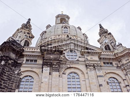 DresdenGermany-January 42017: Frauenkirche is a Lutheran church. It was erected on the orders of Augustus the Strong (1670-1733)