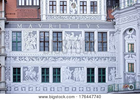 DresdenGermany-January 42017: Langer Gang (long corridor) a long arcaded open structure connects Johanneum with Georgenbau - central building of Royal Palace. It was constructed in 16th century to house horses