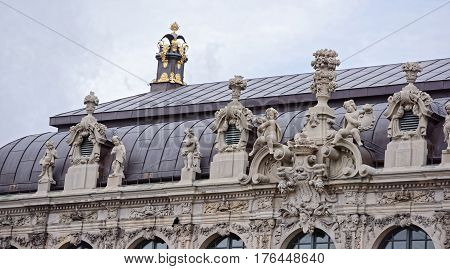 DresdenGermany-January 42017:Zwinger-palace and park complex of four buildings.The beginning was laid in 1709