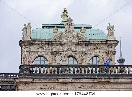 DresdenGermany-January 42017:Zwinger-palace and park complex of four buildings.The beginning was laid in 1709
