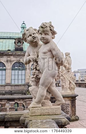 DresdenGermany-January 42017: Zwinger-palace and park complex of four buildings.The beginning was laid in 1709.