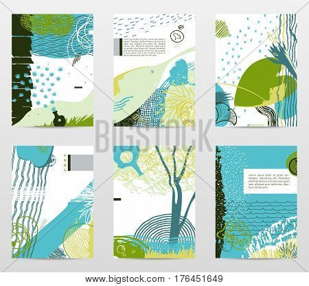 Vector collecion of neo-grunge style abstract backgrounds, made with hand drawn textures and brushes