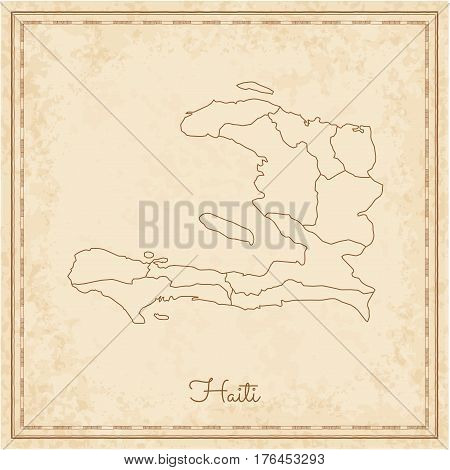 Haiti Region Map: Stilyzed Old Pirate Parchment Imitation. Detailed Map Of Haiti Regions. Vector Ill