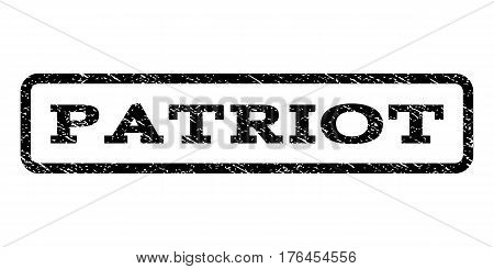 Patriot watermark stamp. Text tag inside rounded rectangle with grunge design style. Rubber seal stamp with dust texture. Vector black ink imprint on a white background.