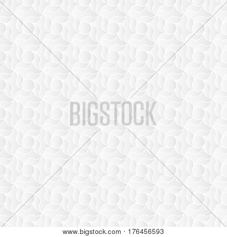 Neutral white geometric texture. Abstract oriental arabesque background with 3d effect.  Vector seamless repeating pattern.
