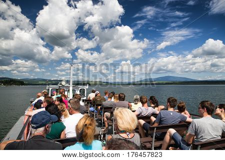 Boat tour on lake - water reservoir Oravska priehrada - Slovakia