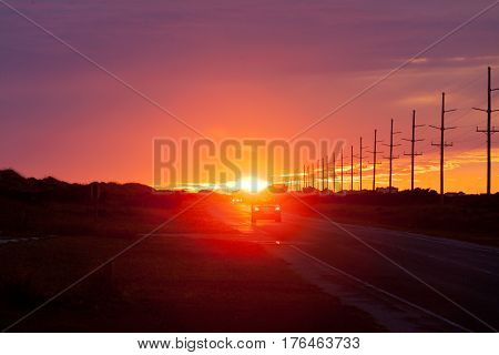 Highway 12 Car Traffic Hatteras Island Obx Nc Us