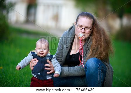 Portrait Of A Mother With Her One-year-old Son.