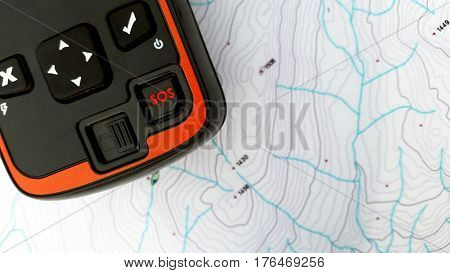 Search and rescue sos device over a topo map