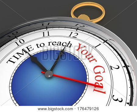 Time to reach your goal red motivation on concept clock