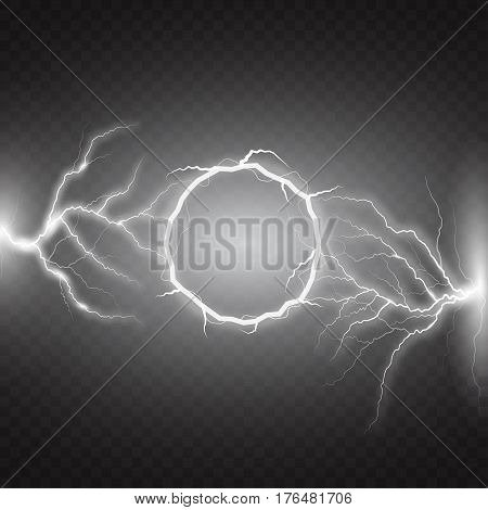 Lightning vector round text frame on transparent background.