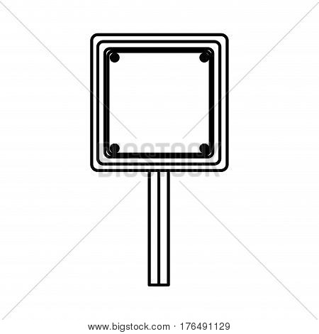 silhouette square shape traffic sign with base pole vector illustration