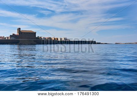 Island of Tabarca. Waterside view to the coast. Province of Alicante. Spain