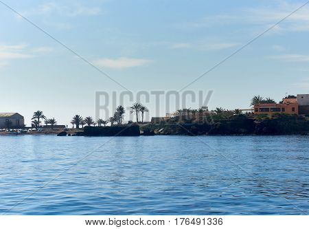 Island of Tabarca. Waterside view to the coast. Province of Alicante. Spain