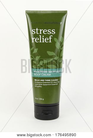 Spencer Wisconsin March15 2017 Tube of Bath & Body Works Stress Relief Body Cream Bath & Body Works is an American based company founded in 1990