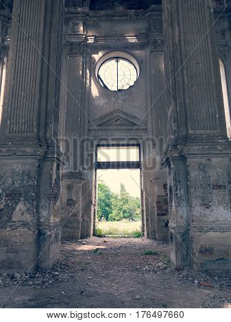 Ruins Of Ancient Lutheran Church In Odessa, Ukraine. Historic Building In 1803 Built First German Se