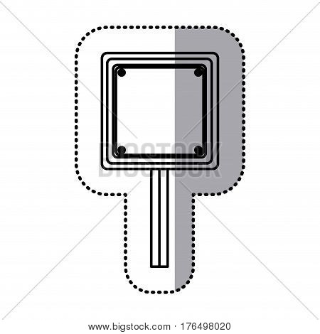 sticker silhouette square shape traffic sign with base pole vector illustration