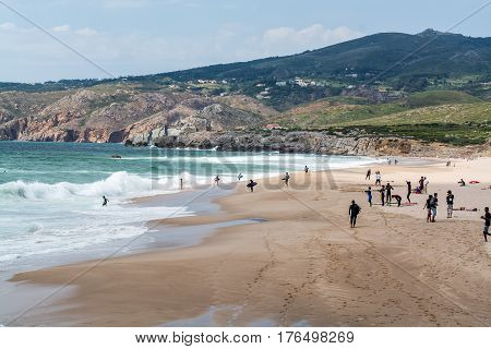 Guincho Portugal. 16 May 2014. Guincho beach late afternoon Guincho beach is in Cascais about 50 km of LisbonCascais 16 of May 2014. Lisbon Portugal. photography by Ricardo Rocha.